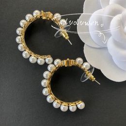 cerceau de boucle d'oreille bijoux perles c hoops accessoires d'oreilles tamponnées de bonne qualité 287h