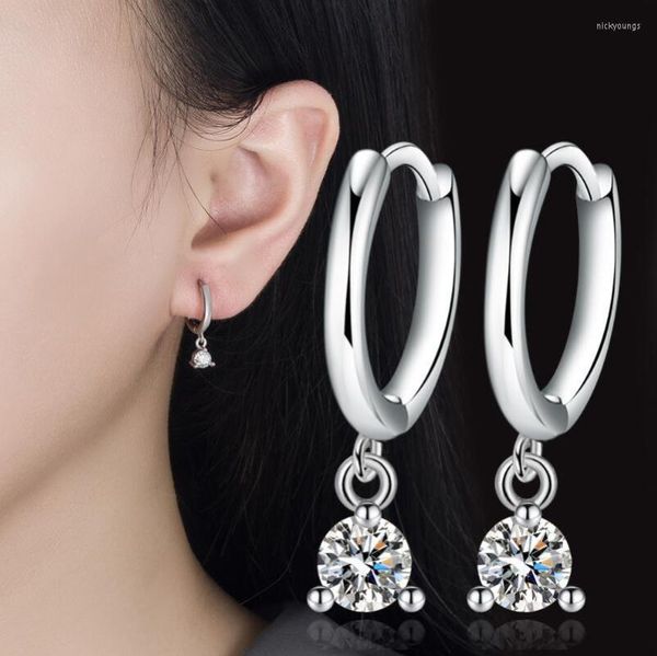 Boucles d'oreilles créoles 0.4 carat/paire vente 4.0mm Moissanite pour femmes 925 argent Sterling mariée mariage bijoux cadeaux