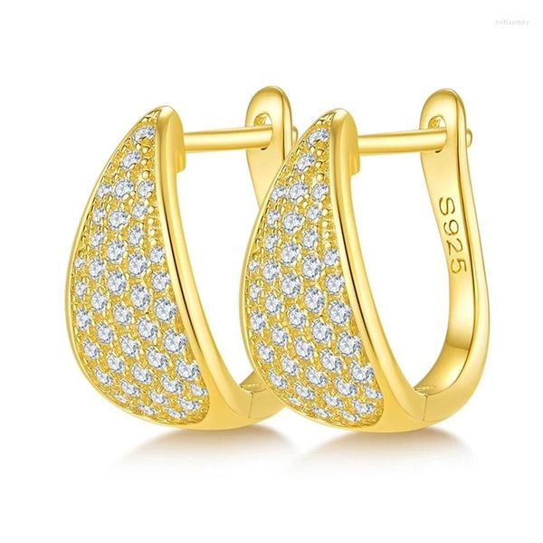 Pendientes de aro 0.57ct Melee Vvs Diamantes Pave Jewelry Gold S925 Aros Moda de calidad para mujeres Pendiente de moissanita de diamante completo