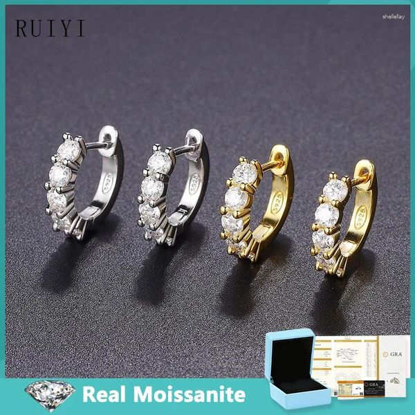 Boucles d'oreilles cerceaux 0.5 cmt réel Moisanite pour les femmes 925 Silver Silver Trend Luxury Diamond Earge With Gra Certificate Fine Jewelry