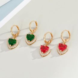 Brincos de argola 1 par de coração de cristal colorido para mulheres joias moda simples vintage metal zircão círculo pequeno geométrico
