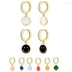 Hoop oorbellen 1 paar goud wit roze blauw zwart email smile drop oorr earring oorclips pendiente zomer sieradenhoop voor vrouwen cadeau 2022