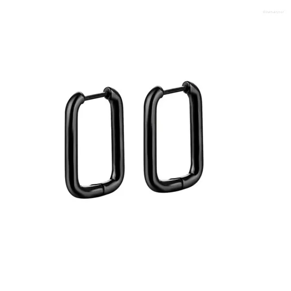 Pendientes de aro 1 par de pendientes punk rectangulares de acero inoxidable para hombres joyería de fiesta de moda perforada antialérgica