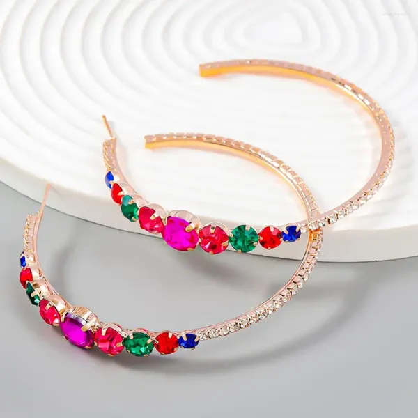 Boucles d'oreilles créoles, 1 paire, élégantes, pas faciles à tomber, pour femmes, hypoallergéniques, strass Extra Large