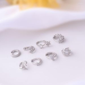 Pendientes de aro, 1 Uds., forma mixta, corazón, estrella, circón pequeño, Piercing para el cartílago de la oreja, pendiente para el puño, lindo Mini CZ, círculo cerrado, aros de cobre, Clip