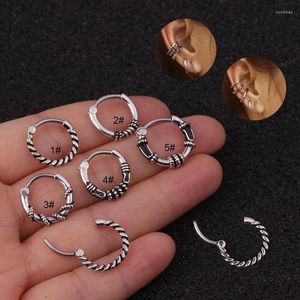 Boucles d'oreilles cerceau 1 pièces Simple Antique couleur argent torsadé cercle Piercing boucle d'oreille femmes à la mode mignon petite oreille os Clip manchette