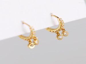 Boucles d'oreilles créoles 100 925 argent petit rond couleur or doré cloche forme zircone boucle d'oreille oreille pour femmes Pendientes anneau géométrique 201825081