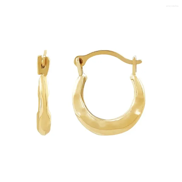 Boucles d'oreilles créoles en or jaune 10 carats, petits cerceaux ronds creux et côtelés