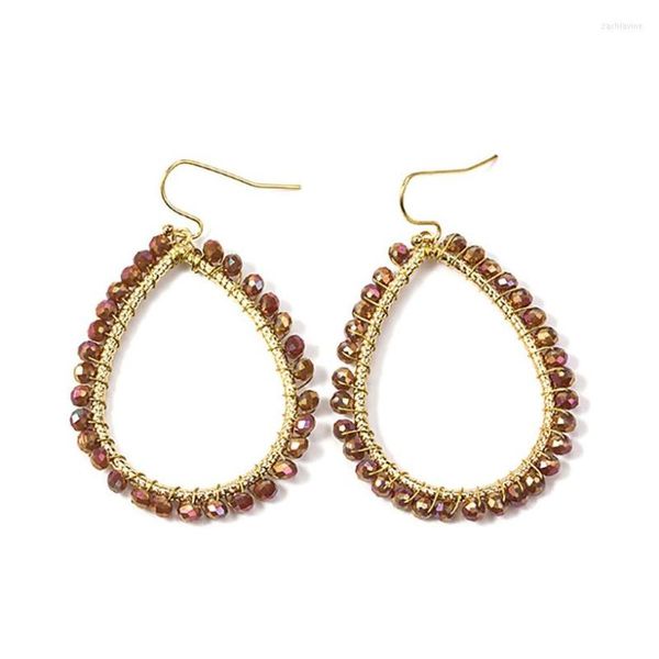 Boucles d'oreilles cerceau 11 couleur à facettes cristal ovale goutte d'eau crochets 2023 mode exagéré été à la main Boho perlé bijoux cadeau