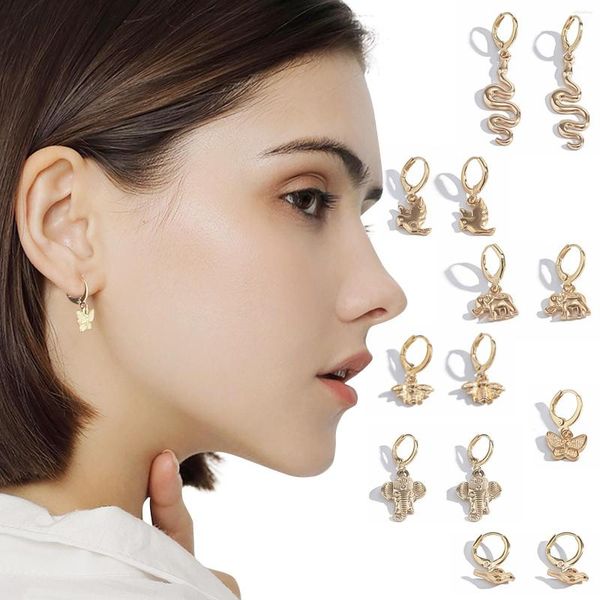 Boucles d'oreilles cerceaux 13 pcs 7 Style Girls Filles Stud Golden Ring Animal Cartilage Set Accessoires Pendientes
