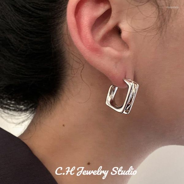 Boucles d'oreilles créoles plaqué or 14 carats gros cerceaux ouverts design creux argent pour femmes boucles d'oreilles bijoux fins