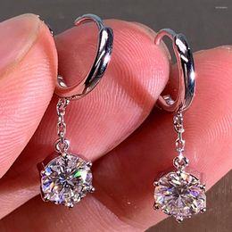 Hoop oorbellen 14K Witgoud vrouwen Drop Clip Moissanite Diamonds 0,5 1 2 3 karaats ronde trouwfeest verlovingsjubileum