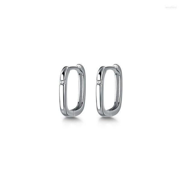 Pendientes de aro 14mm 925 Plata Mujer Pendiente Simple Cuadrado Delgado Para Mujeres Mujeres Niñas Dama Diamantes Brillantes Zircon