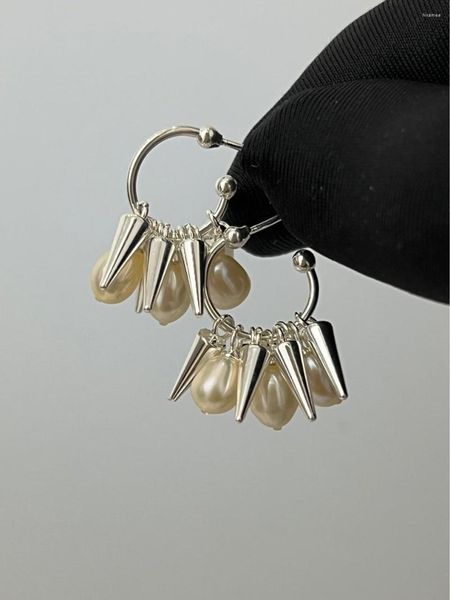 Boucles d'oreilles créoles 181, personnalité douce et Cool, petit marché, cône de perles en poudre broyable avec tempérament, 92 broches, A7-9