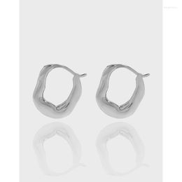 Hoop oorbellen 18k goud echt.925 Sterling Silver U-Shape onregelmatige textuur Piercing Ear Huggie Earring C-EA627