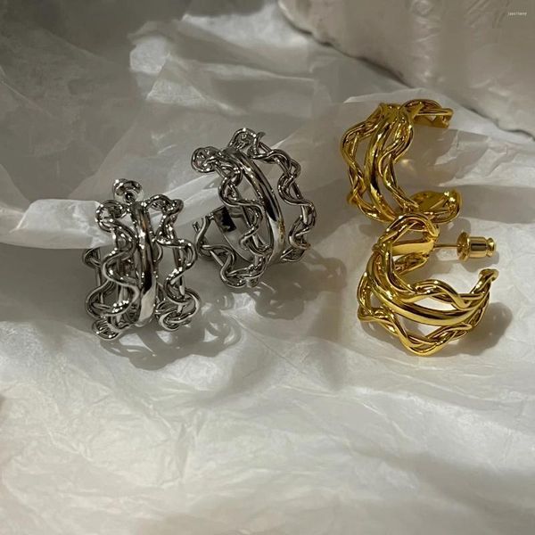 Boucles d'oreilles créoles 192, personnalité de la mode, pâte frite, torsades, type C, Style romantique français, 92 broches, E7-8