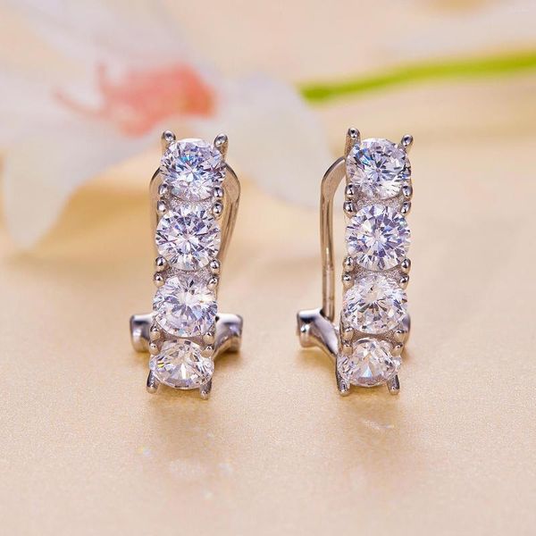 Pendientes de aro de 1CT para mujer, pendiente de gota de moissanita, corazón que late con diamantes, joyería chapada en oro blanco de plata esterlina S925