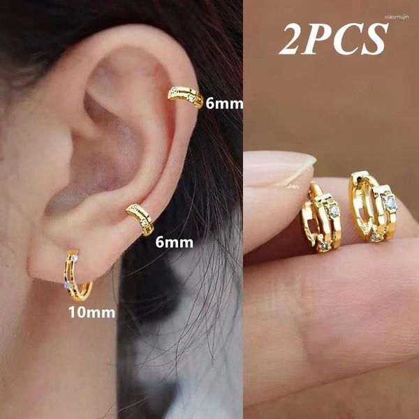 Pendientes de aro 1 par 6/8/10Mm Zircon Clicker Tragus pendiente oreja hebilla Huggie cartílago joyería mujer moda lóbulo Piercing