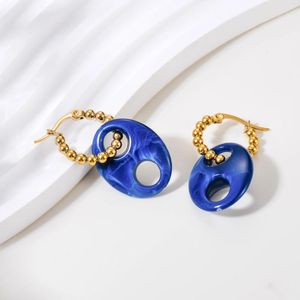 Boucles d'oreilles créoles en forme de grain de café en acrylique, 1 paire, cerceaux en acier inoxydable pour femmes, bijoux en résine, cadeau