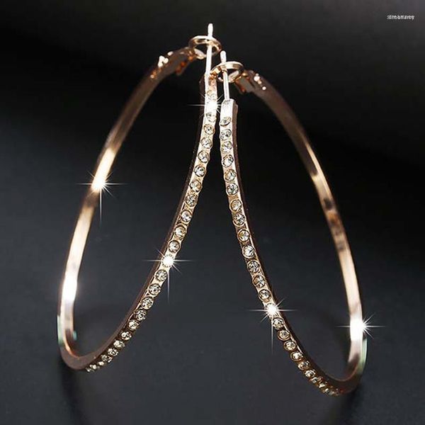 Boucles d'oreilles créoles 1 paire grand petit cercle pour femmes mode féminine or Rose noir anneau oreille bijoux discothèque dames