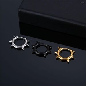 Pendientes de aro, 1 par, triángulo redondo gótico para mujeres y hombres, Piercing geométrico de acero inoxidable, anillos de oreja con remaches Punk, joyería