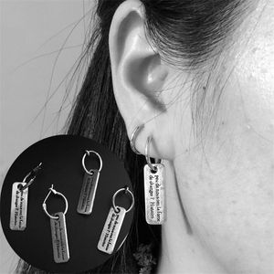 Boucles d'oreilles créoles 1 paire coréen Punk Alphabet plaque pendentif Invisible oreille Clip mode hommes femmes pas de boucle d'oreille percée bijoux E394 Huggie