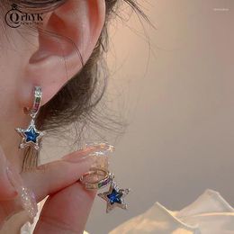 Boucles d'oreilles créoles de Style coréen, 1 paire, mode étoile bleue Punk esthétique Mini mignon pour femmes, accessoires bijoux pour filles