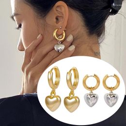 Boucles d'oreilles cerceaux 1pair personnalité minimaliste Gold Silver Color Heart Pendeur pour femmes Gift de bijoux de mode vintage de style coréen