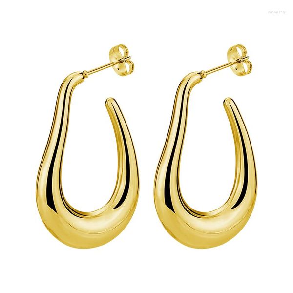 Boucles d'oreilles créoles en acier inoxydable pour femmes, 1 paire, Clip d'oreille sans perçage, cercle rond, Punk, bijoux simples