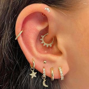 Hoop oorbellen 1 st Kraakbeen Piercing dames oorrang septum lob tragus plat oor kleine sterren maan goud kleur sieraad sieraden