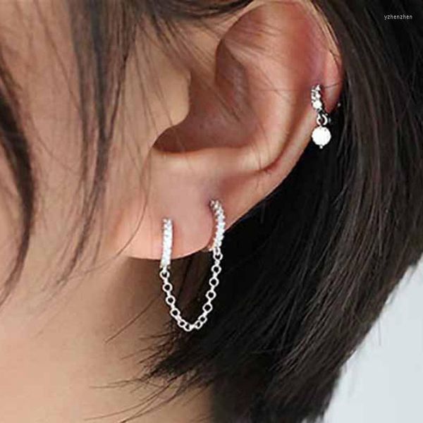Boucles d'oreilles cerceau 1PC chaîne cerceaux oreille Piercing pour femmes Simple Punk petit Cartilage accessoires Lobe Tragus bijoux en gros KBE100