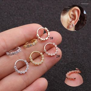 Pendientes de aro, 1 pieza, pendiente de cartílago de circonia cúbica, anillo para fosa nasal, Tragus abierto, Daith, Concha, Rook, Color dorado, joyería para Piercing en la oreja