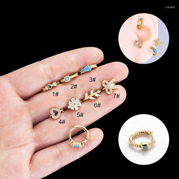 Boucles d'oreilles créoles 1PC acier inoxydable 8mm pour femmes hommes couleur or coeur épais oreille anneau Huggie Piercing