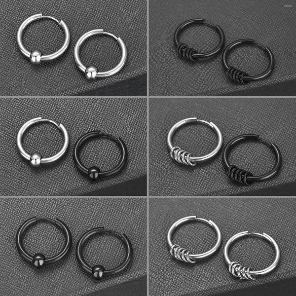 Pendientes de aro de 2,5mm, anillo de acero inoxidable a la moda para hombres con hebilla, cuentas, regalos de joyería al por mayor