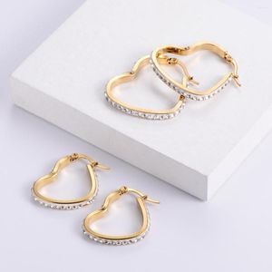 Boucles d'oreilles créoles 20/30/40/50/60MM acier inoxydable cristal couleur or pour femmes gros Huggies coeur boucle d'oreille Piercing Anti-allergique