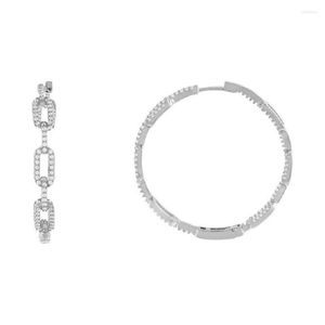 Boucles d'oreilles créoles 2022 classique Micro pavé CZ pour femmes 5A zircon cubique Rectangle trombone lien chaîne boucle d'oreille