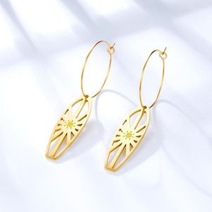 Pendientes de aro 2022 diseño de moda para mujer círculo dorado forma ovalada sol colgante amigos fiesta joyería regalos