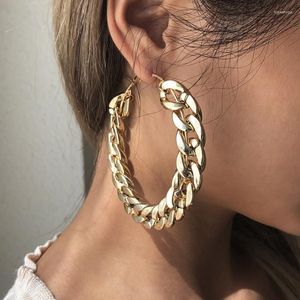 Pendientes de aro 2022 Ins Gold Chunky Chain Round Irregular Minimalism Hip-hop Rock Trendy Korean Fashion Women Chic Party Jewelry