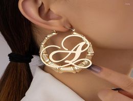 Boucles d'oreilles Hoop 2022 INS TRENDY Gold Bamboo Letters Alphabet M a S Geométrique coréenne Fashion Femme Bijoux de fête3983703