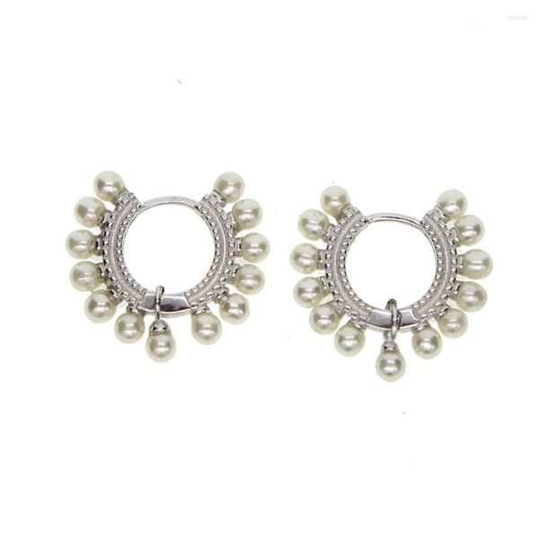 Boucles d'oreilles cerceau 2022 luxe longues perles perles 925 argent rond pour les femmes oreille crochet bijoux Clip cercle classique boucle d'oreille