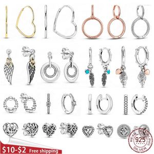 Hoop oorbellen 2023 925 Sterling Silver Ear Studs Asymmetrisch hart voor vrouwen diy sieraden Geschenkmode oorrang