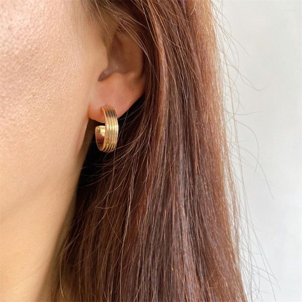 Pendientes de aro 2023 llegadas Color dorado cinco tiras 5,5mm ancho 20mm diámetro para mujer chica accesorio de joyería