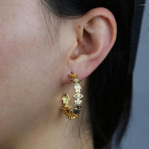 Boucles d'oreilles créoles 2023 arrivée mode femmes dame bijoux multi forme mignon porte-bonheur symbole main oeil étoile fleur rond cercle boucle d'oreille