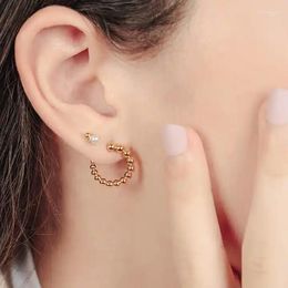 Boucles d'oreilles créoles couleur or en forme de perles pour filles et femmes européennes, Huggie empilable multi-perçage, arrivée 2023