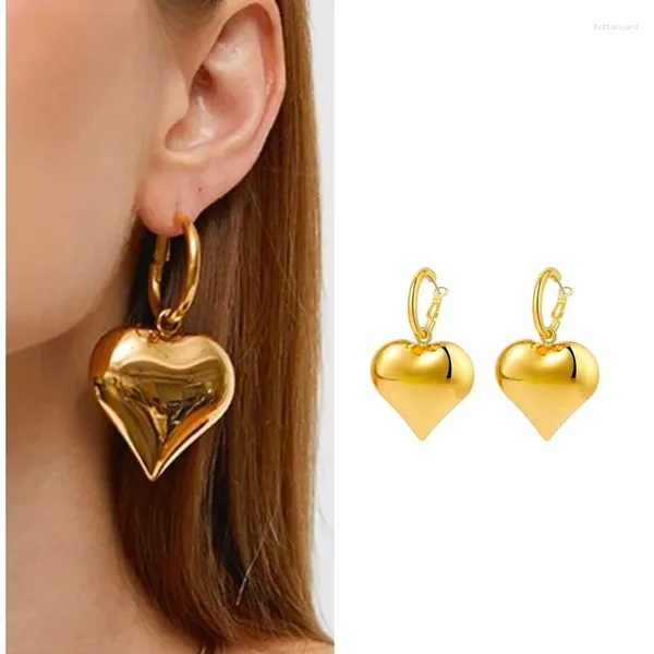 Pendientes de aro 2023 Chic corazón Huggie asimétrico francés grande para mujeres Vintage Color oro moda regalo para niñas, joyería