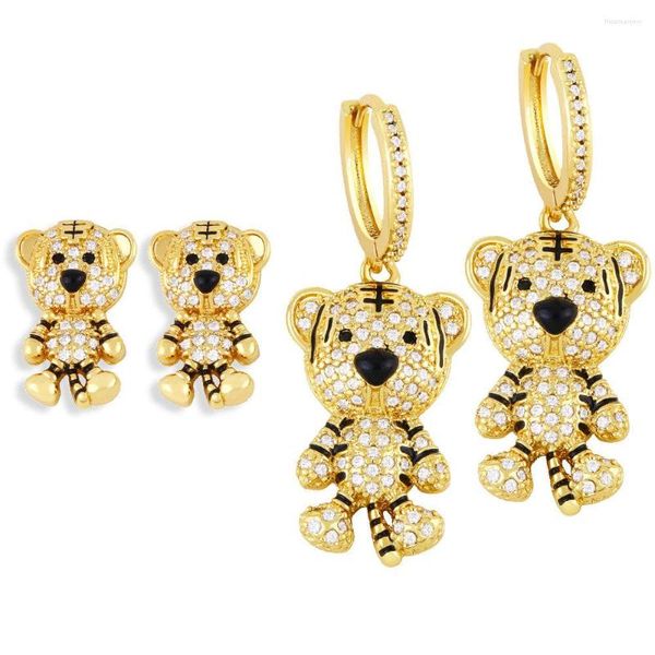 Boucles d'oreilles cerceau 2023 mignon tigre pour les femmes de haute qualité 18K plaque d'or oreille goujon Chic petit Animal bijoux cadeaux