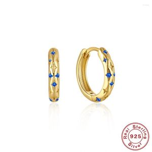 Hoop oorbellen 2023 Elegante sieraden S925 Sterling Silver 18K Gold Polated Personality Star Zirconia Huggie For Women