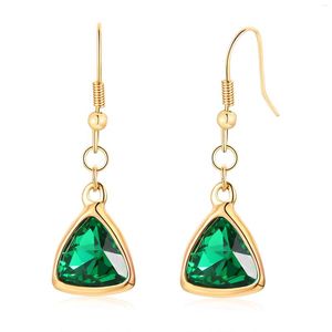 Pendientes de aro 2023 artículos de Moda triángulo de acero inoxidable verde esmeralda oro largo Femme y Pendientes Mujer Moda