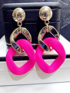 Boucles d'oreilles créoles 2023 mode S925 argent aiguille dames tempérament Net rouge bonbon contraste exagéré longue Simple femme