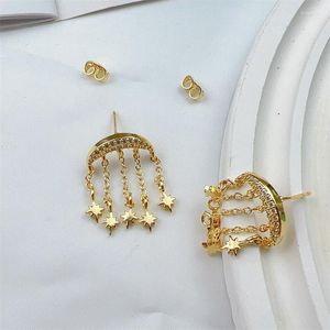 Hoepel Oorbellen 2023 Mode Glanzende Ster Opknoping Voor Vrouwen Verklaring Grappige Vrouwelijke Drop Stud Earring Sparkle Crystal Geometrie Sieraden